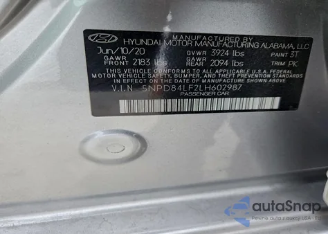 2020 Hyundai Elantra Sel from USA, damaged, VIN 5NPD84LF2LH602987
